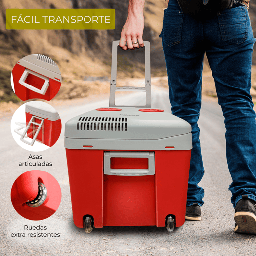 Briebe CF1155RED Geleira Eléctrica 40L, Refrigerador Eléctrico Portátil, Campismo Viagens 12V  220 - 240V, Refrigeração e Aquecimento, 58 , Vermelho