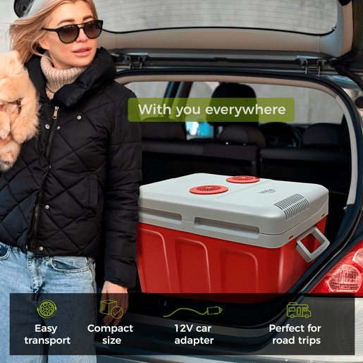 Briebe CF1155RED Geleira Eléctrica 40L, Refrigerador Eléctrico Portátil, Campismo Viagens 12V  220 - 240V, Refrigeração e Aquecimento, 58 , Vermelho