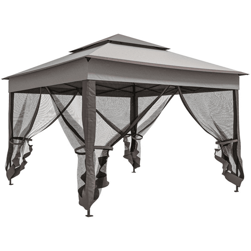 Outsunny Tenda Dobrável Exterior 325x325x270 cm Tenda de Jardim com Teto Duplo Rede Mosquiteira Amovível e Bolsa de Transporte para Jardim Pátio Cinza Outsunny Tenda Dobrável Exterior 325x325x270 cm Tenda de Jardim com Teto Duplo Rede Mosquiteira Amovível e Bolsa de Transporte para Jardim Pátio Cinza