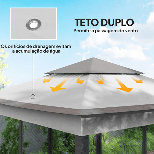 Outsunny Tenda Dobrável Exterior 325x325x270 cm Tenda de Jardim com Teto Duplo Rede Mosquiteira Amovível e Bolsa de Transporte para Jardim Pátio Cinza Outsunny Tenda Dobrável Exterior 325x325x270 cm Tenda de Jardim com Teto Duplo Rede Mosquiteira Amovível e Bolsa de Transporte para Jardim Pátio Cinza