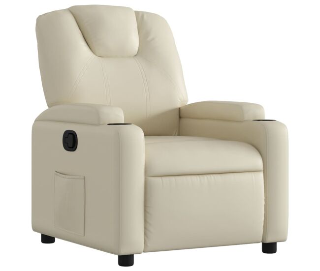 Vidaxl sillón reclinable de cuero sintético crema