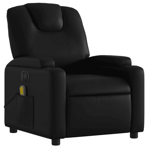 vidaXL Poltrona massagens reclinável elétrica couro artificial preto vidaXL Poltrona massagens reclinável elétrica couro artificial preto