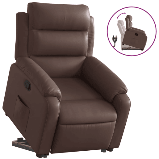 vidaXL Poltrona reclinável elevatória couro artificial castanho vidaXL Poltrona reclinável elevatória couro artificial castanho