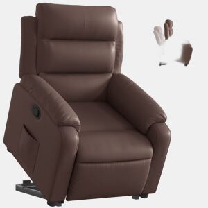 vidaXL Poltrona reclinável elevatória couro artificial castanho