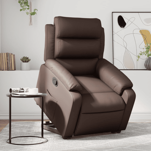 vidaXL Poltrona reclinável elevatória couro artificial castanho vidaXL Poltrona reclinável elevatória couro artificial castanho