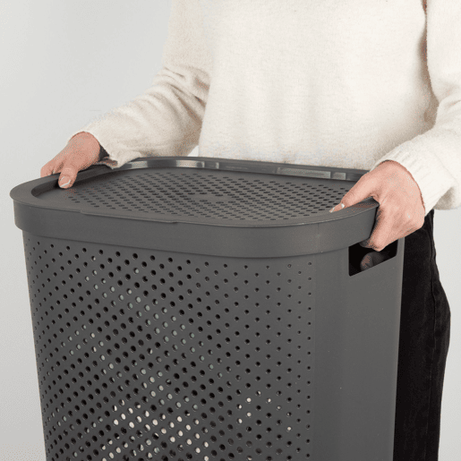 Curver Cesto para roupa suja Infinity 60L cinzento com tampa