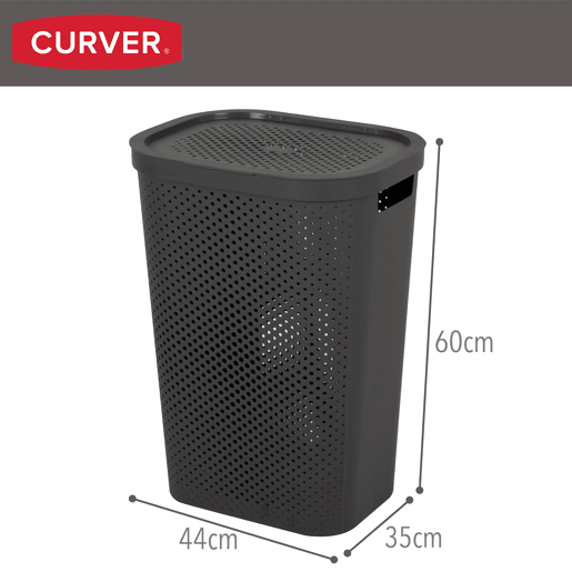 Curver Cesto para roupa suja Infinity 60L cinzento com tampa