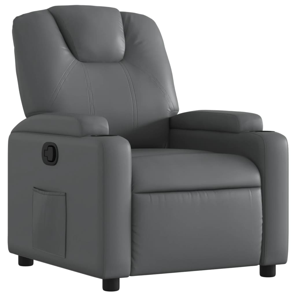 Vidaxl sillón reclinable de cuero sintético gris