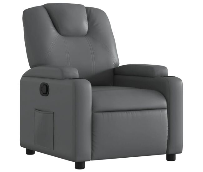 Vidaxl sillón reclinable de cuero sintético gris