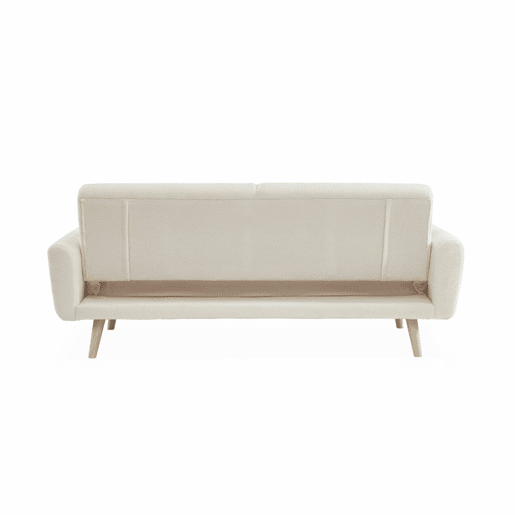 Sofá-cama em tecido boucle de 3 lugares, Oskar boucle, Creme, 208x84x85 cm