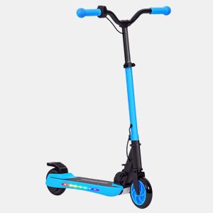 SPORTNOW Trotinete Elétrica Dobrável para Crianças acima de 6 Anos Motor 120 W Autonomia 6 km e Máximo 10 kmh com Travão Altura Ajustável Luzes LED e Estrutura de Alumínio 74x52x83-87 cm Azul