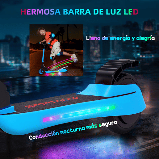 SPORTNOW Trotinete Elétrica Dobrável para Crianças acima de 6 Anos Motor 120 W Autonomia 6 km e Máximo 10 kmh com Travão Altura Ajustável Luzes LED e Estrutura de Alumínio 74x52x83-87 cm Azul SPORTNOW Trotinete Elétrica Dobrável para Crianças acima de 6 Anos Motor 120 W Autonomia 6 km e Máximo 10 kmh com Travão Altura Ajustável Luzes LED e Estrutura de Alumínio 74x52x83-87 cm Azul