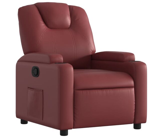 Vidaxl sillón reclinable de cuero sintético rojo tinto