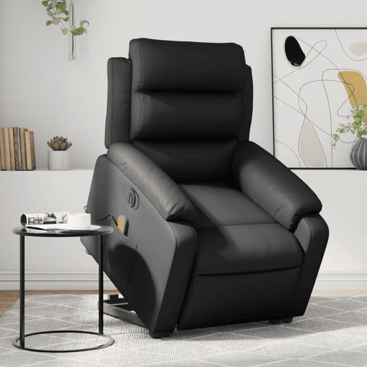 vidaXL Poltrona reclinável elevatória elétrica couro artificial preto vidaXL Poltrona reclinável elevatória elétrica couro artificial preto