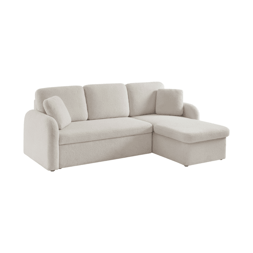 Sofá-cama com caracóis brancos de 3 lugares, Milano, Creme, 220x83x85 cm