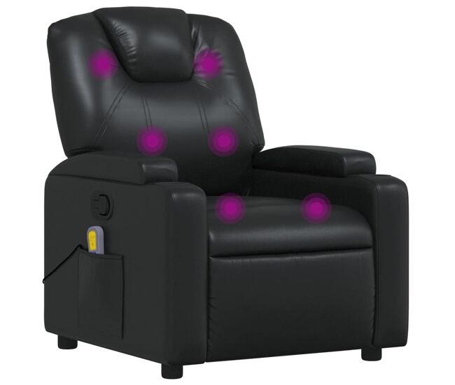 Vidaxl sillón de masaje reclinable cuero sintético negro