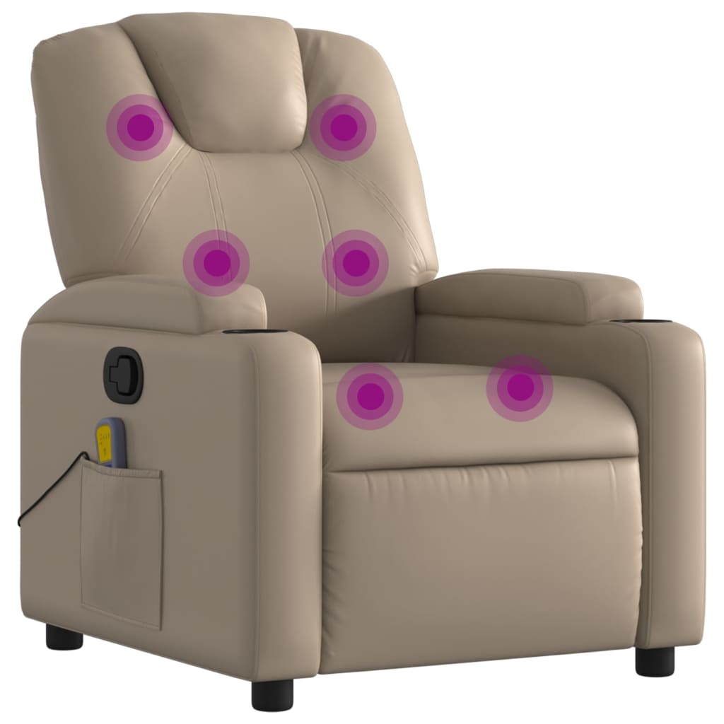 Vidaxl sillón de masaje reclinable cuero sintético color capuchino