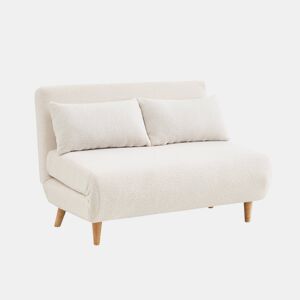 Sofá-cama em tecido boucle de 2 lugares, Guesta boucle, Boucle branco, 120x89x80 cm