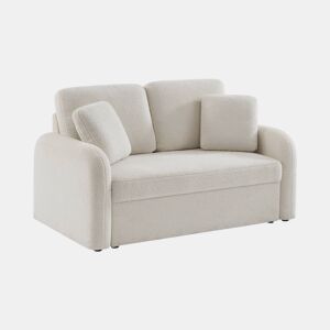 Sofá de 2 lugares com caracóis brancos, linhas arredondadas, Milano, Creme, 150x85x85 cm
