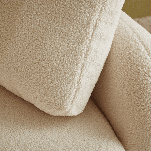 Sofá de 2 lugares com caracóis brancos, linhas arredondadas, Milano, Creme, 150x85x85 cm