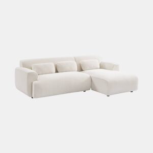 Sofá de canto, tecido boucle, 3 lugares, Wallas boucle, Creme, 196x151x91 cm