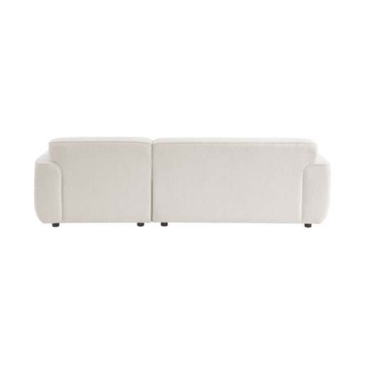 Sofá de canto, tecido boucle, 3 lugares, Wallas boucle, Creme, 196x151x91 cm