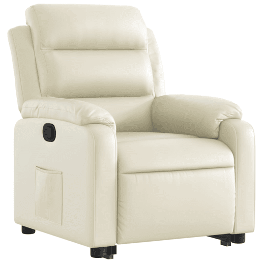 vidaXL Poltrona reclinável elevatória couro artificial cor creme vidaXL Poltrona reclinável elevatória couro artificial cor creme