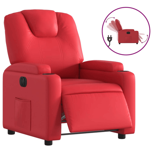 vidaXL Poltrona reclinável elétrica couro artificial vermelho vidaXL Poltrona reclinável elétrica couro artificial vermelho