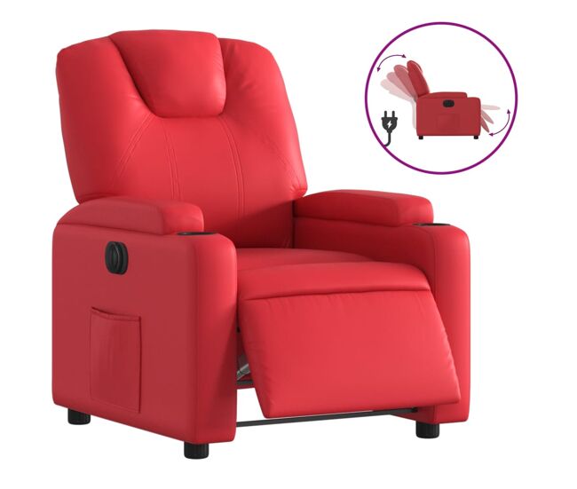 Vidaxl sillón reclinable eléctrico de cuero sintético rojo