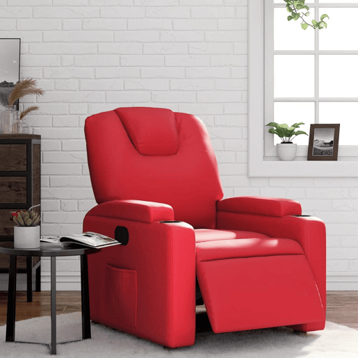 vidaXL Poltrona reclinável elétrica couro artificial vermelho vidaXL Poltrona reclinável elétrica couro artificial vermelho