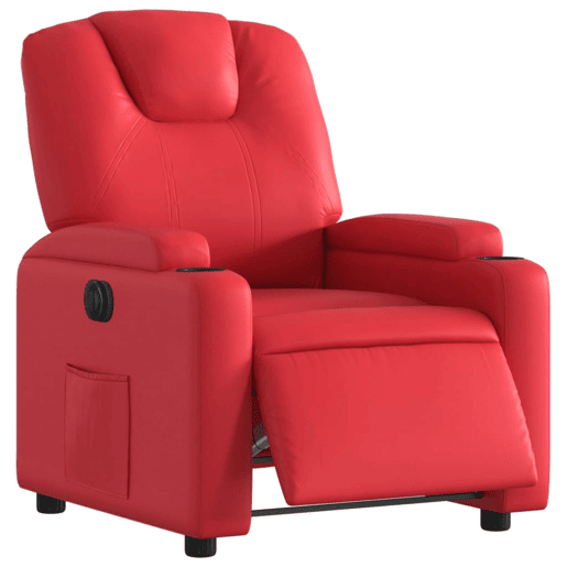 vidaXL Poltrona reclinável elétrica couro artificial vermelho vidaXL Poltrona reclinável elétrica couro artificial vermelho