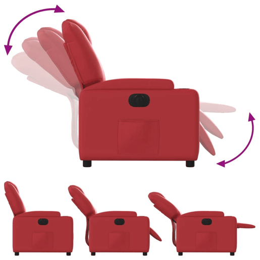 vidaXL Poltrona reclinável elétrica couro artificial vermelho vidaXL Poltrona reclinável elétrica couro artificial vermelho