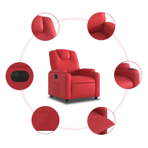 vidaXL Poltrona reclinável elétrica couro artificial vermelho vidaXL Poltrona reclinável elétrica couro artificial vermelho