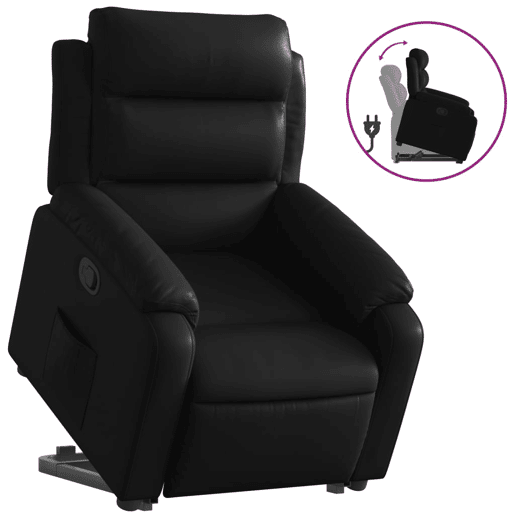 vidaXL Poltrona reclinável elevatória couro artificial preto vidaXL Poltrona reclinável elevatória couro artificial preto