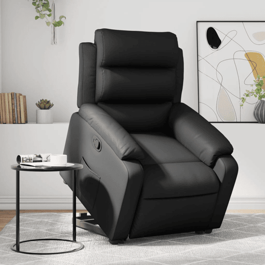 vidaXL Poltrona reclinável elevatória couro artificial preto vidaXL Poltrona reclinável elevatória couro artificial preto
