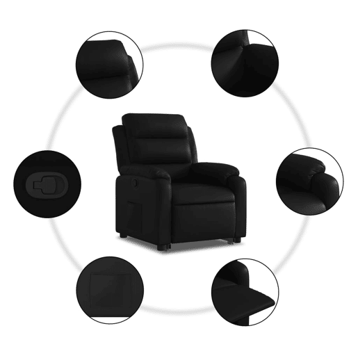 vidaXL Poltrona reclinável elevatória couro artificial preto vidaXL Poltrona reclinável elevatória couro artificial preto