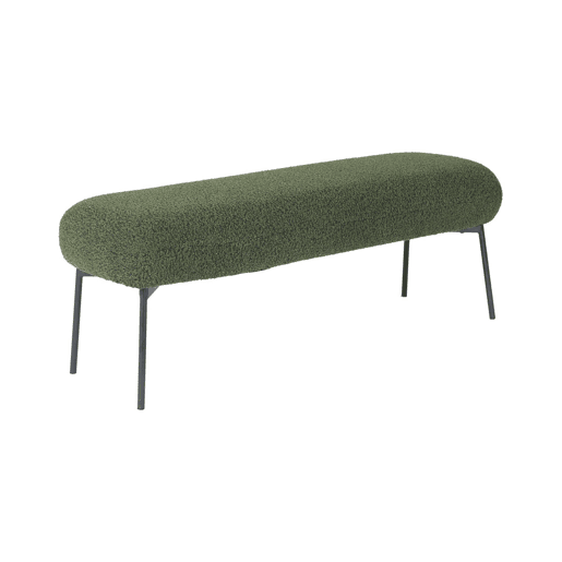 Banco, extremidade da cama com revestimento de boucle, Sherpa, Verde caqui, 120x41x42.5 cm
