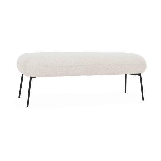 Banco, extremidade da cama com revestimento de boucle, Sherpa, Cru, 120x41x42.5 cm