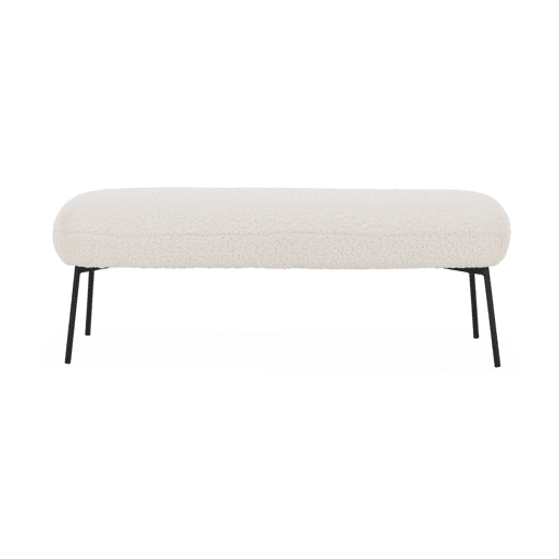 Banco, extremidade da cama com revestimento de boucle, Sherpa, Cru, 120x41x42.5 cm