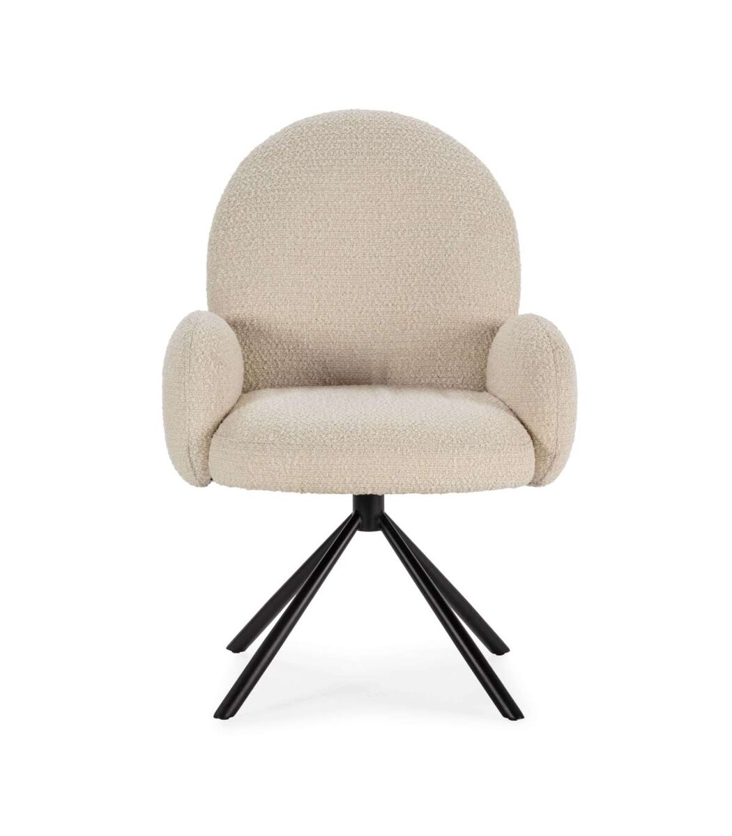 Sillón giratorio dama con brazos, tapizado en color blanco 64 x 60 x 89cm