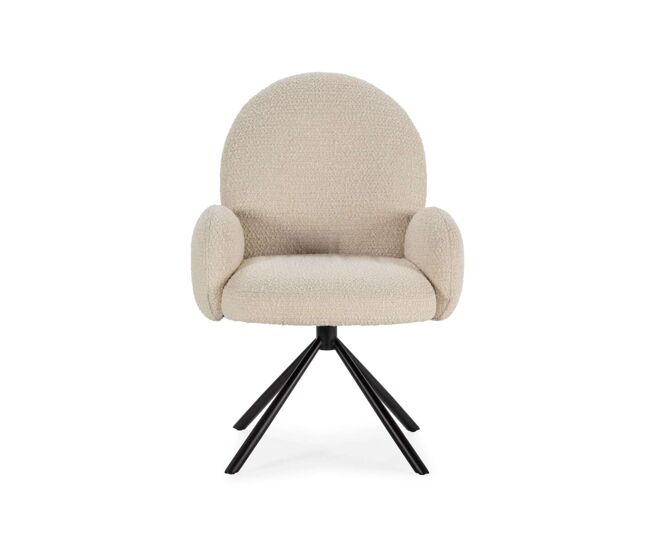 Sillón giratorio dama con brazos, tapizado en color blanco 64 x 60 x 89cm