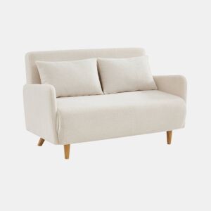 Sofá-cama com tecido boucle de 2 lugares, Panam boucle, Boucle branco, 131x75x81 cm