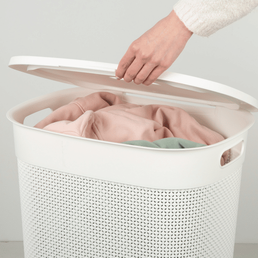 Curver Cesto para roupa suja Filo 55L branco com tampa