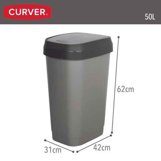 Curver Caixote do lixo com tampa basculante Dual Swing 50L cinzento