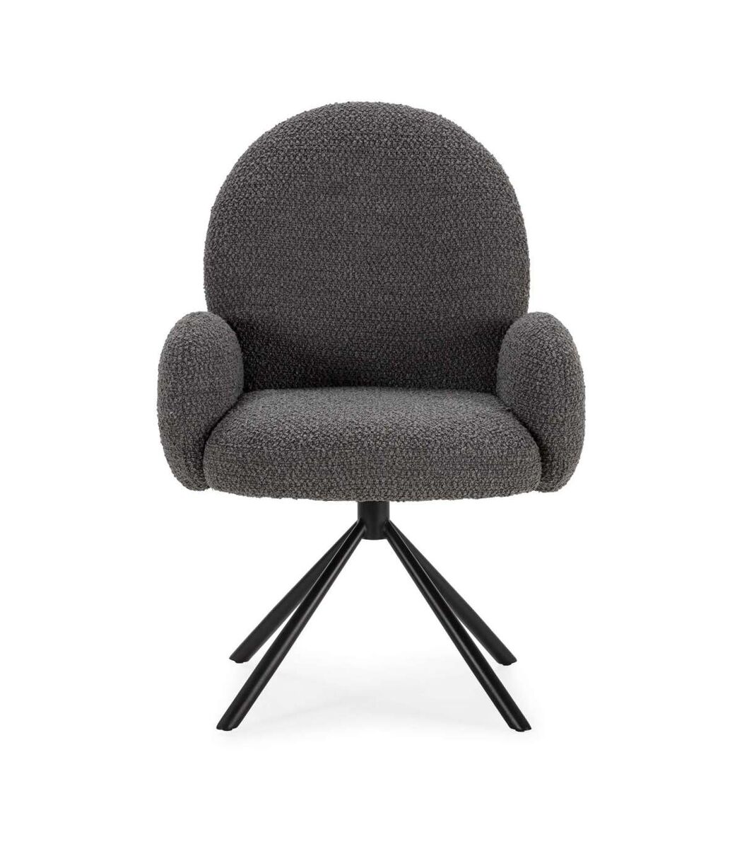 Sillón giratorio dama con brazos, tapizado en color gris 64 x 60 x 89cm