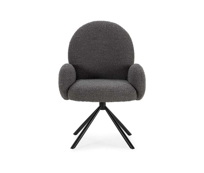 Sillón giratorio dama con brazos, tapizado en color gris 64 x 60 x 89cm