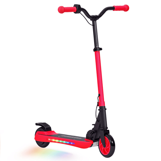 SPORTNOW Trotinete Elétrica Dobrável para Crianças acima de 6 Anos Motor 120 W Autonomia 6 km e Máximo 10 kmh com Travão Altura Ajustável Luzes LED e Estrutura de Alumínio 74x52x83-87 cm Vermelho