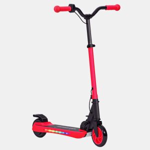 SPORTNOW Trotinete Elétrica Dobrável para Crianças acima de 6 Anos Motor 120 W Autonomia 6 km e Máximo 10 kmh com Travão Altura Ajustável Luzes LED e Estrutura de Alumínio 74x52x83-87 cm Vermelho