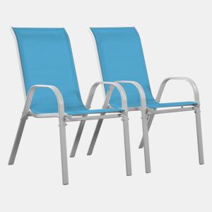 Poltrona de jardim Textilene Cordoba - Fénix - Azul - Kit de 2