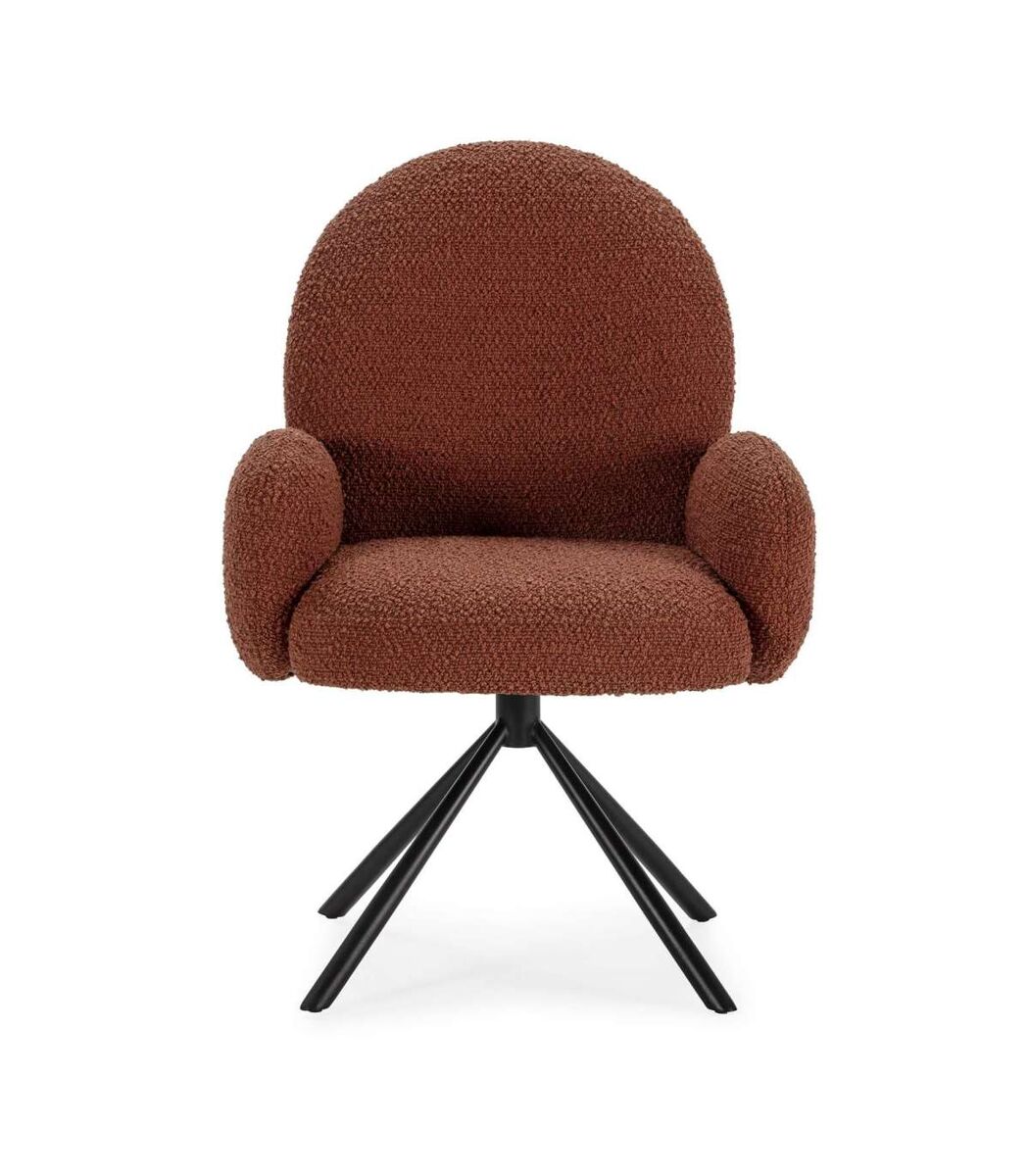 Sillón giratorio dama con brazos, tapizado en color teja 64 x 60 x 89cm